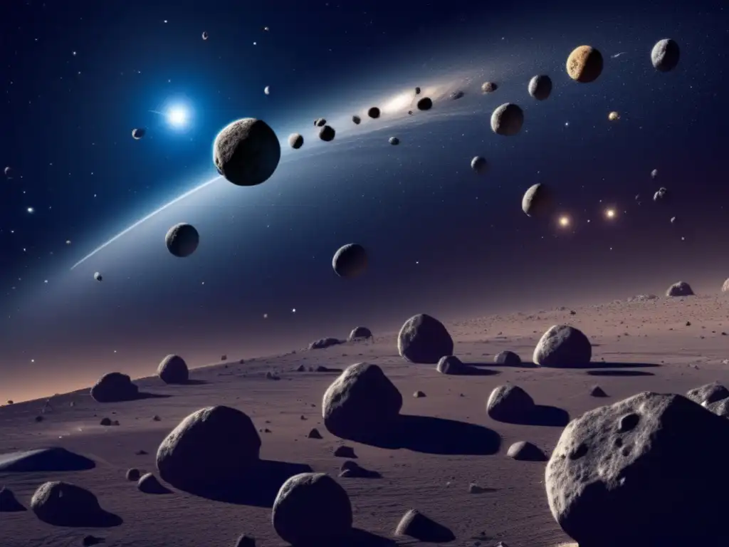 Órbita de lunas asteroides en danza cósmica -
