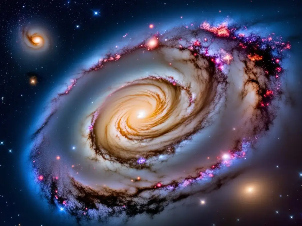 Paisaje cósmico con galaxias y nebulosas iluminadas por estrellas distantes