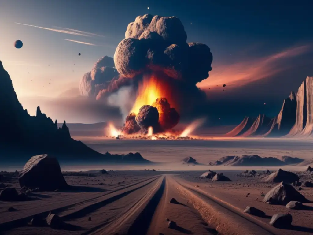 Paisaje desolado tras impacto de asteroide