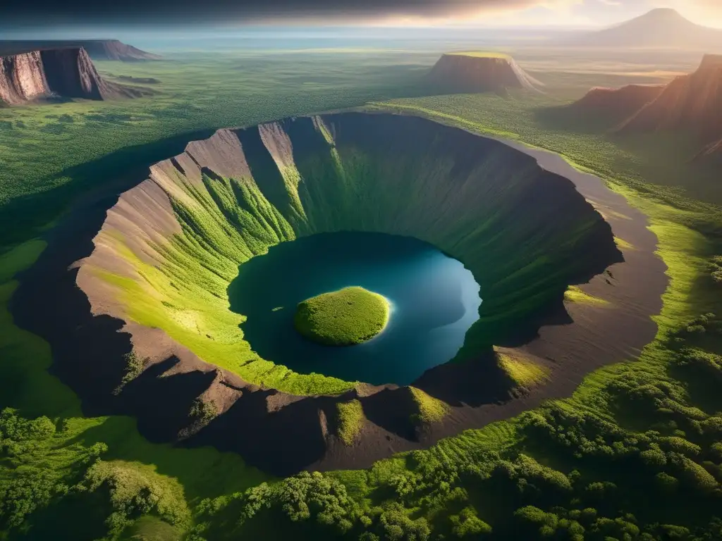 Paisaje impresionante con cráter de impacto de asteroides en la Tierra