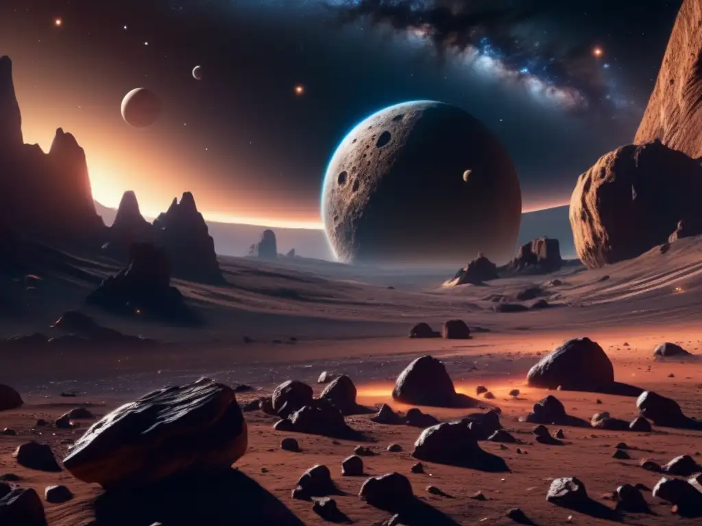 Paisaje intergaláctico con asteroides: papel asteroides tramas videojuegos