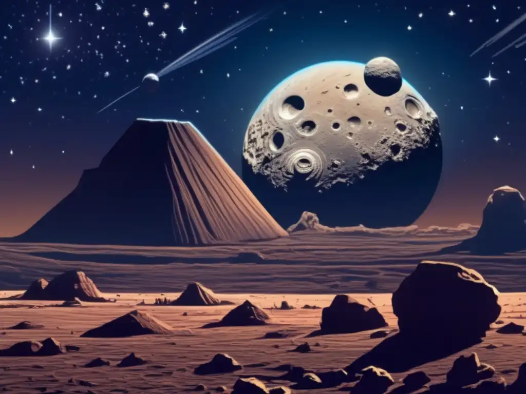 Películas de asteroides y psicología: escena cautivadora de asteroides y nebulosa en el cielo estrellado
