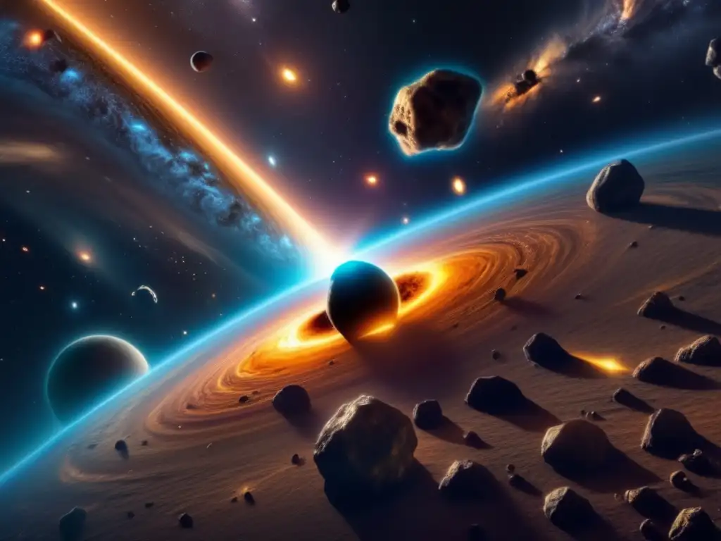 Descubre la evolución y peligro de colisión de asteroides en una imagen 8k ultra detallada del cosmos