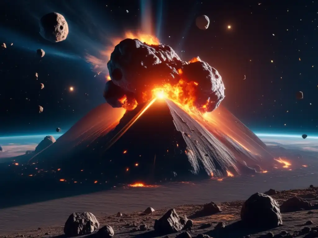 Peligro de colisión de asteroides: impresionante imagen 8k detallada muestra catastrófica colisión espacial
