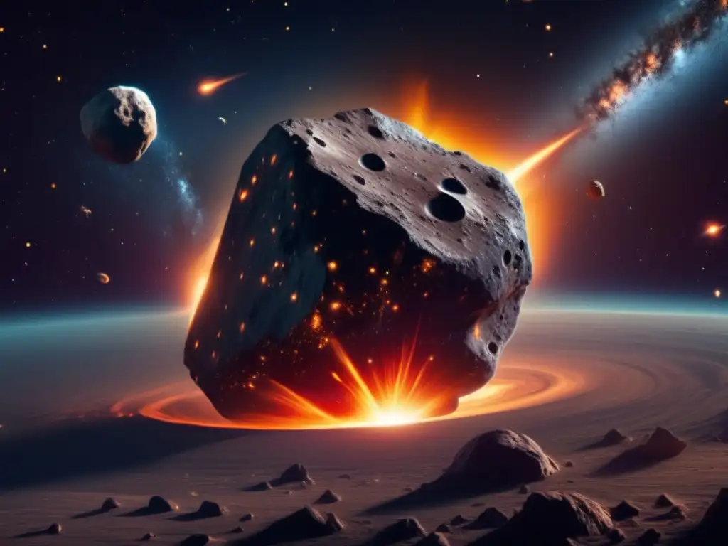Peligrosidad de asteroides: imagen 8k impactante de asteroide amenazante en el espacio