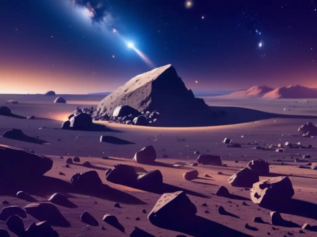 Peligrosos encuentros de asteroides troyanos en un cielo estrellado con asteroide y escombros