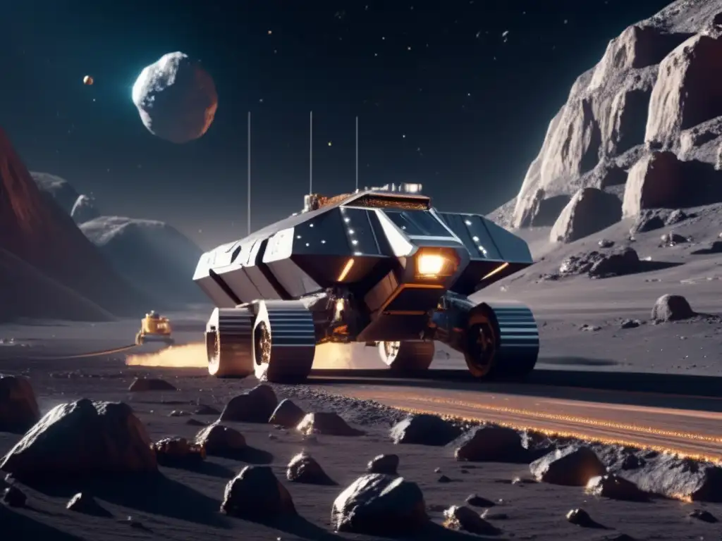 Potencial económico de asteroides en imagen futurista