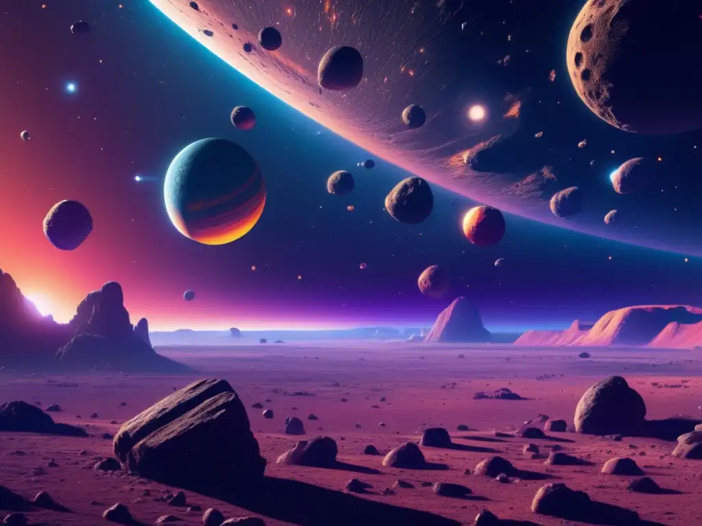 Propiedad de recursos espaciales: asteroidas, paisaje cósmico, naves espaciales y belleza infinita