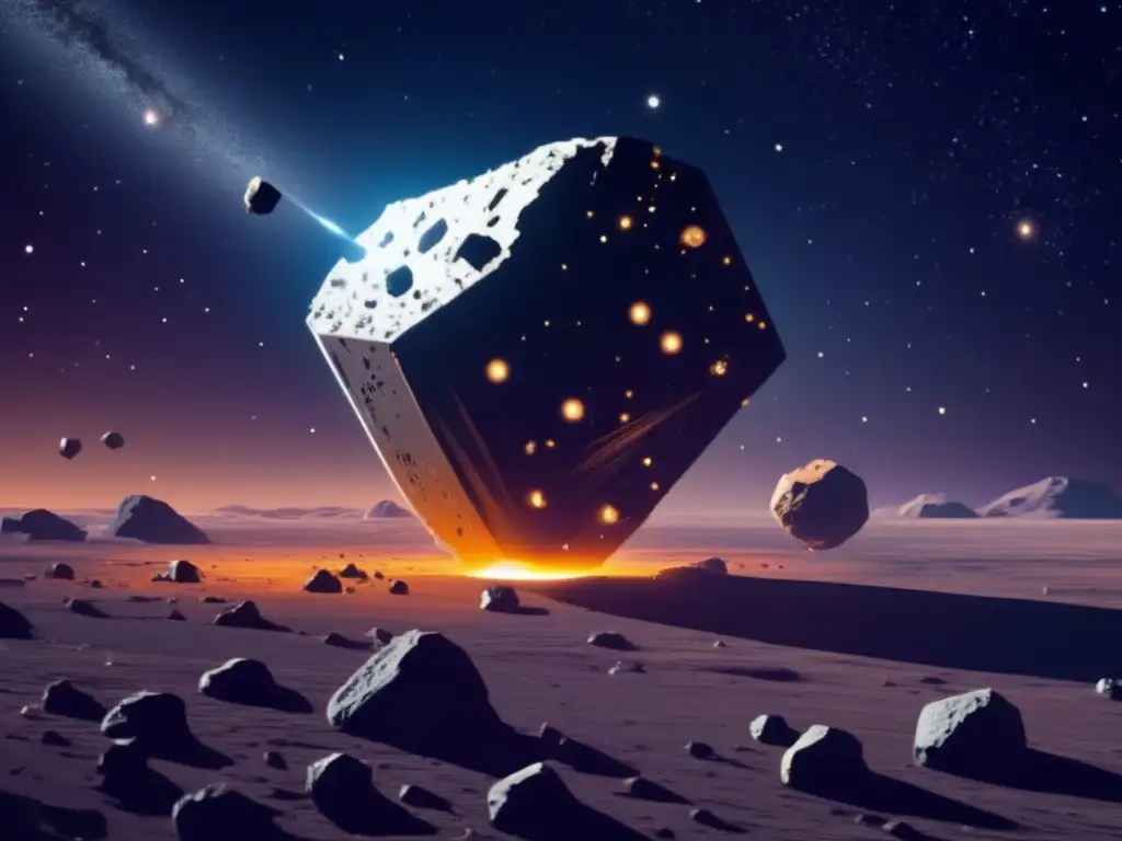 Extracción recursos asteroide tipo C: tecnología futurista y belleza cósmica