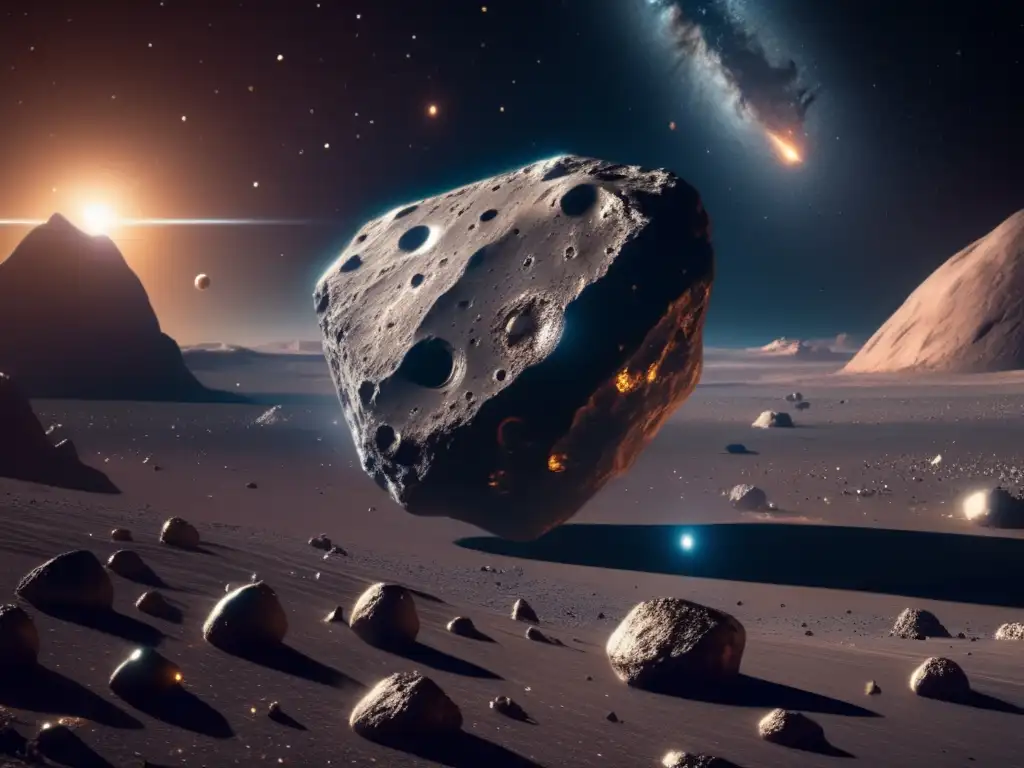 Recursos naturales: Asteroide metálico en expanse estelar, cautivador y lleno de sorpresas
