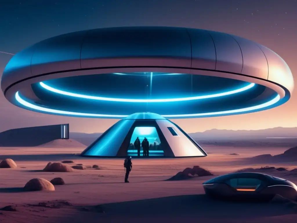 Refugio cósmico subterráneo futurista con supervivencia humana, diseño moderno y tecnología avanzada