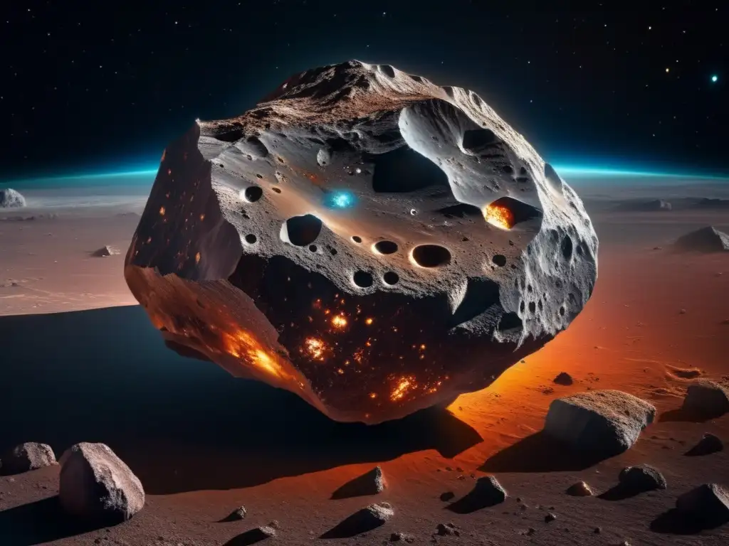 Composición química y relevancia de asteroides en una imagen impresionante de 8k que muestra un asteroide flotando en el espacio