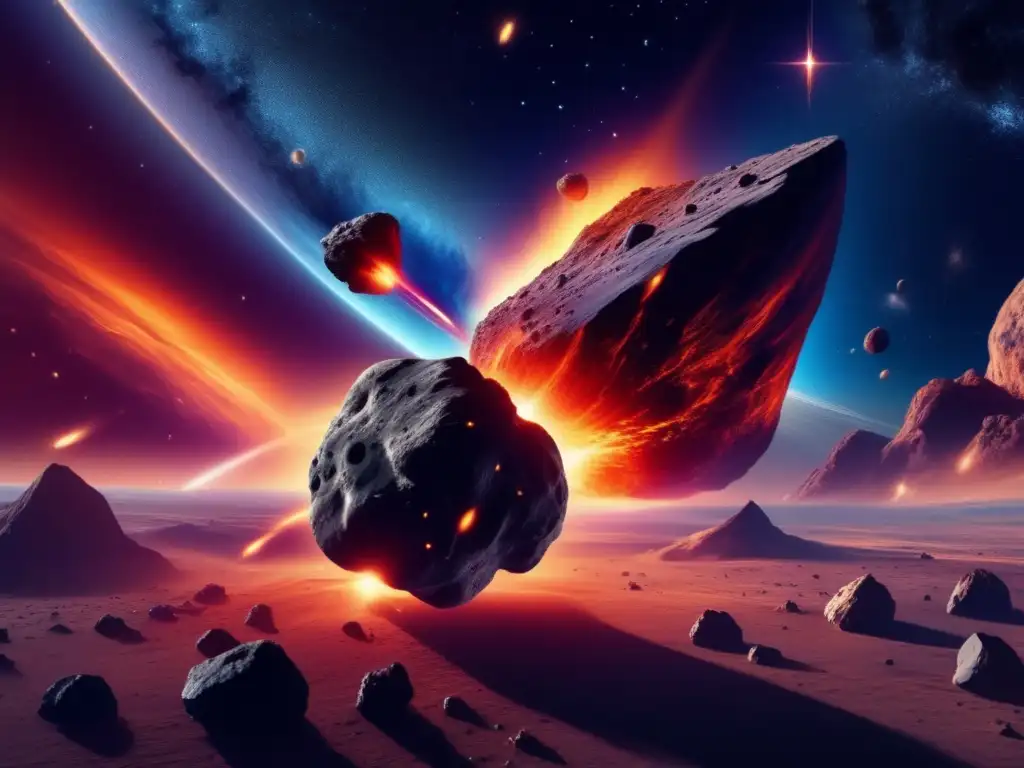 Resonancias en impacto de asteroides: colisión cósmica entre dos asteroides, energía y destrucción en el espacio