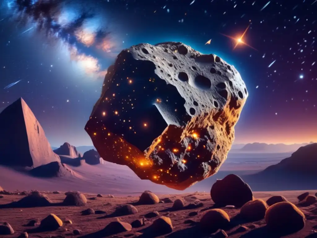Riesgo asteroides cercanos a la Tierra en vibrante noche estrellada, con impresionante belleza cósmica y peligro potencial