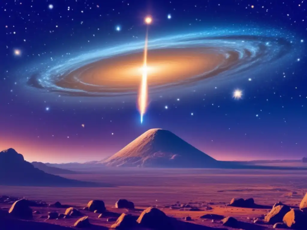 Riesgo colisiones cósmicas: noche estrellada, asteroides, peligro