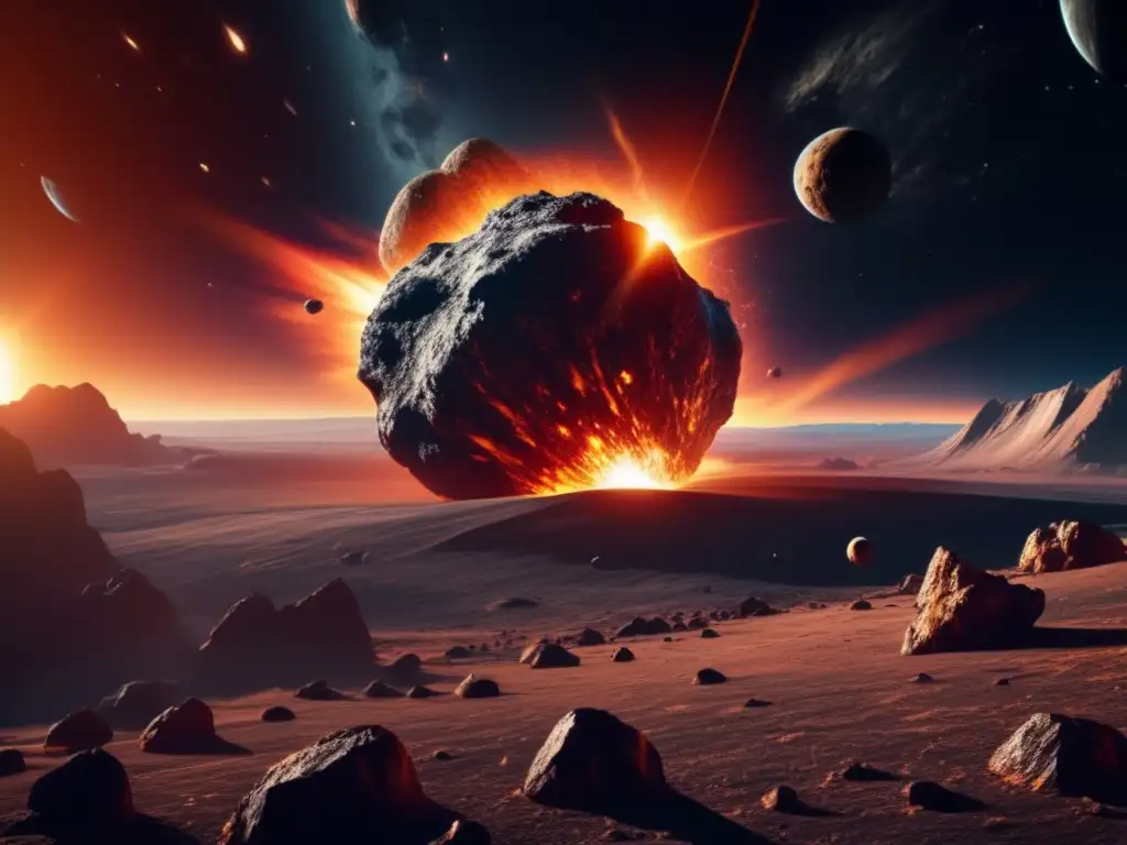 Explorando secretos asteroides: impactante imagen 8k muestra masivo asteroide acercándose a la Tierra en espacio sideral