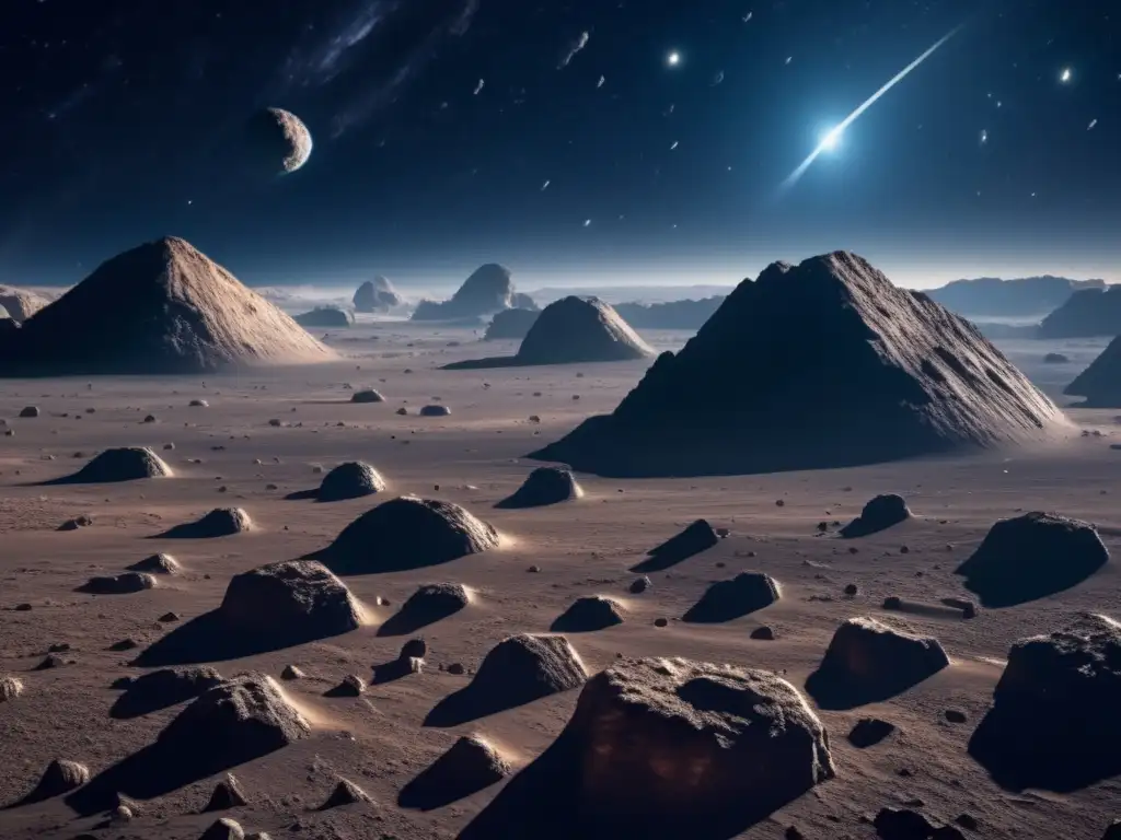 Serie sci-fi: asteroides en espacio-