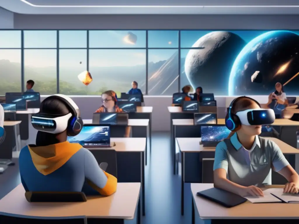 Simulaciones educativas asteroides: rol didáctico en un aula moderna con estudiantes inmersos en un juego de realidad virtual