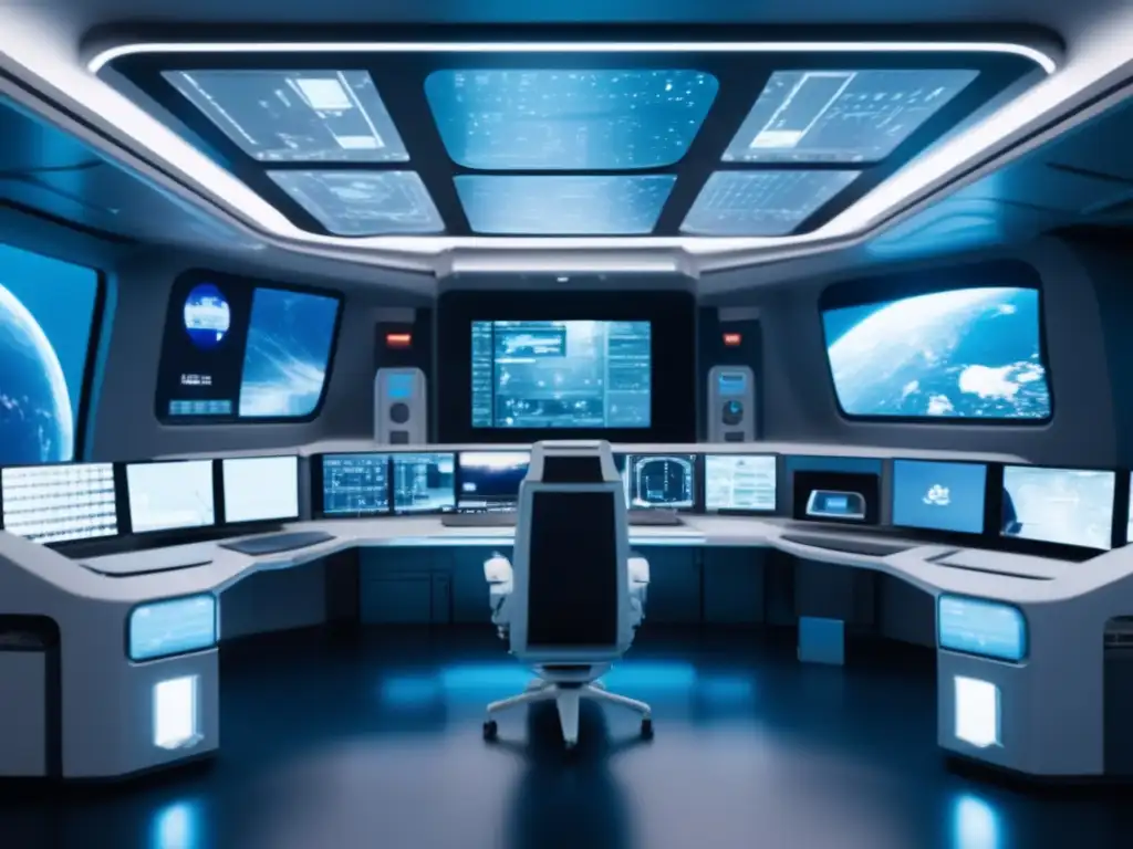 Simulador defensa asteroides en sala control estación espacial