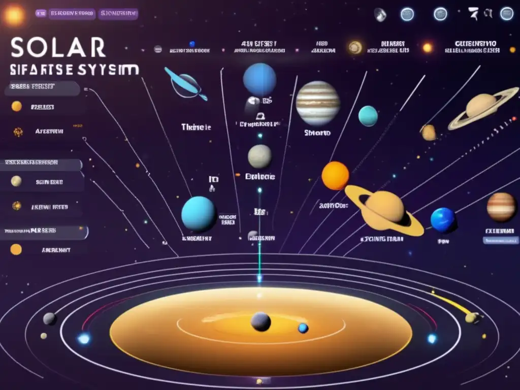 Software interactivo sistema solar: Explora la via lactea con una interfaz futurista y educativa