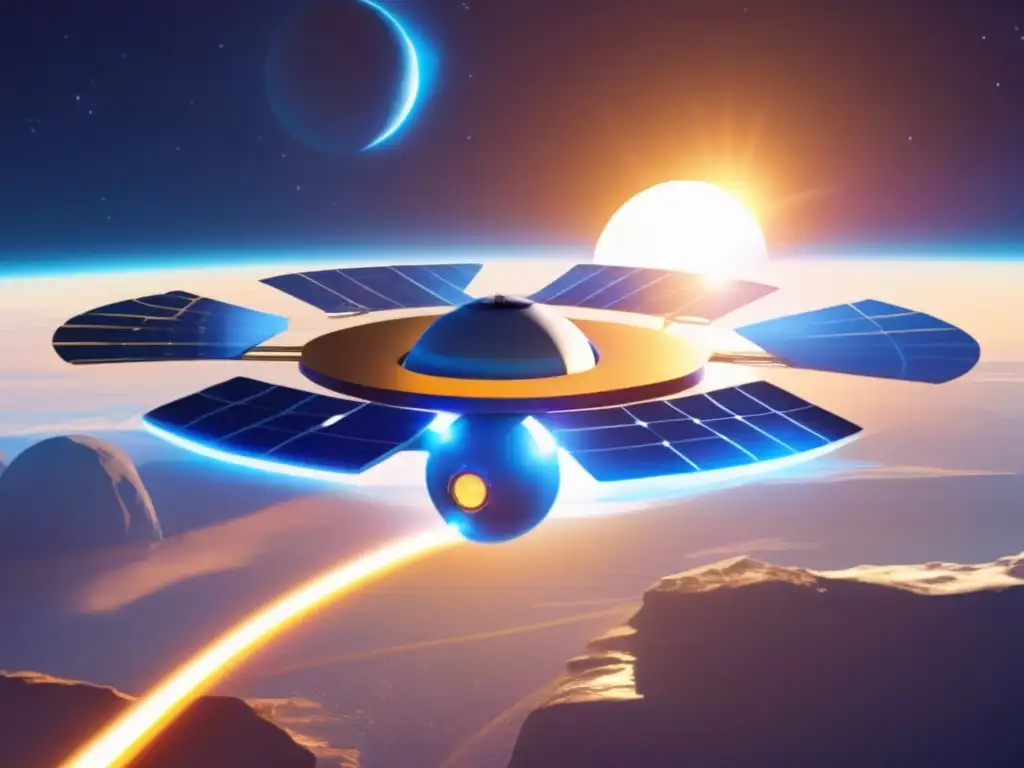Satélite solar: Futurista estación espacial con energía solar y conexión a la Tierra