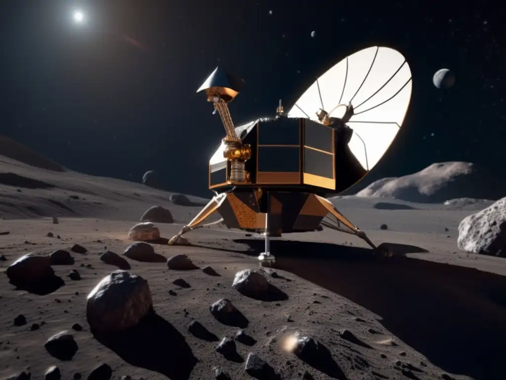 Sonda espacial explorando asteroide: Exploración robótica asteroides cercanos Tierra