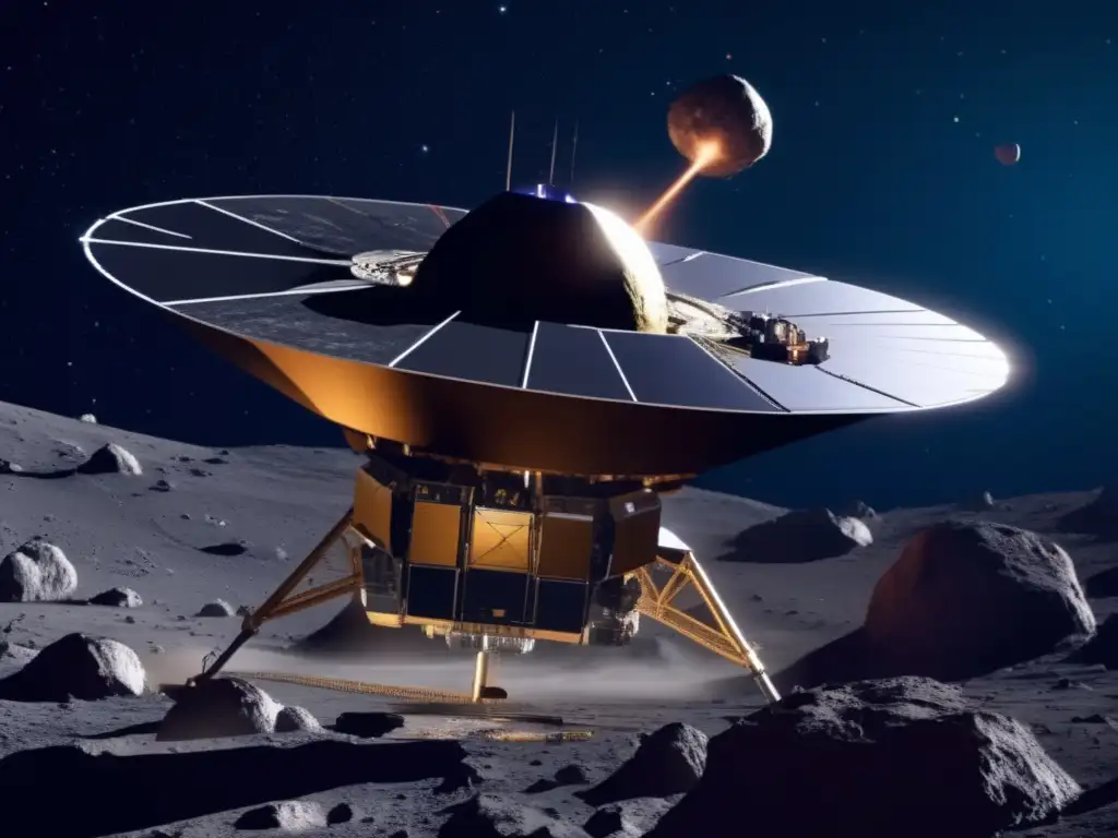 Sonda espacial explorando asteroide: descifrando su composición