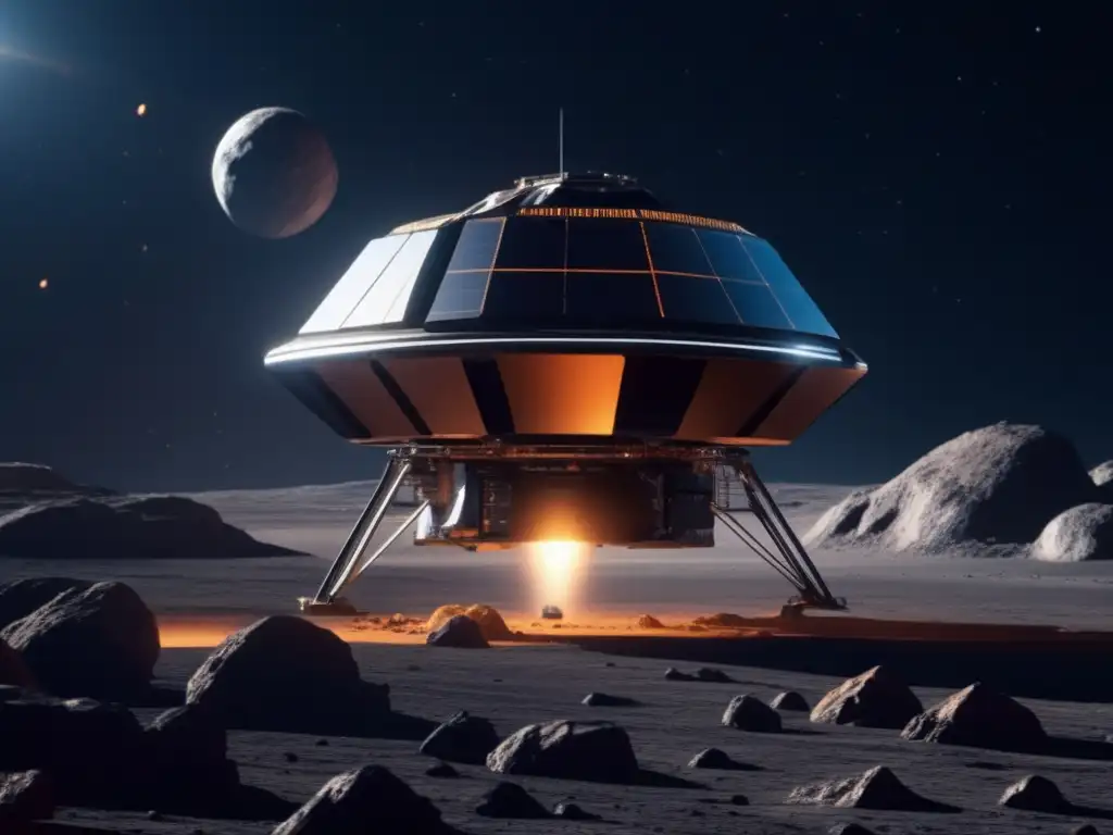 Sonda espacial explorando asteroide: futuro de la exploración de asteroides