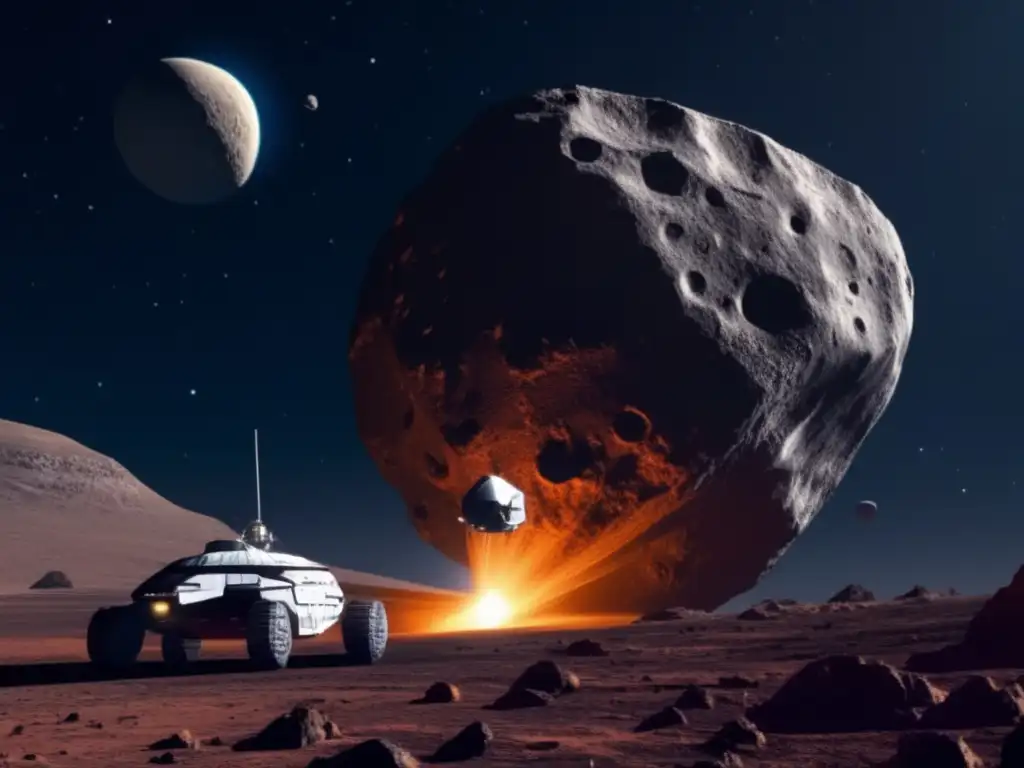 Sonda espacial investigando asteroides troyanos gigantes
