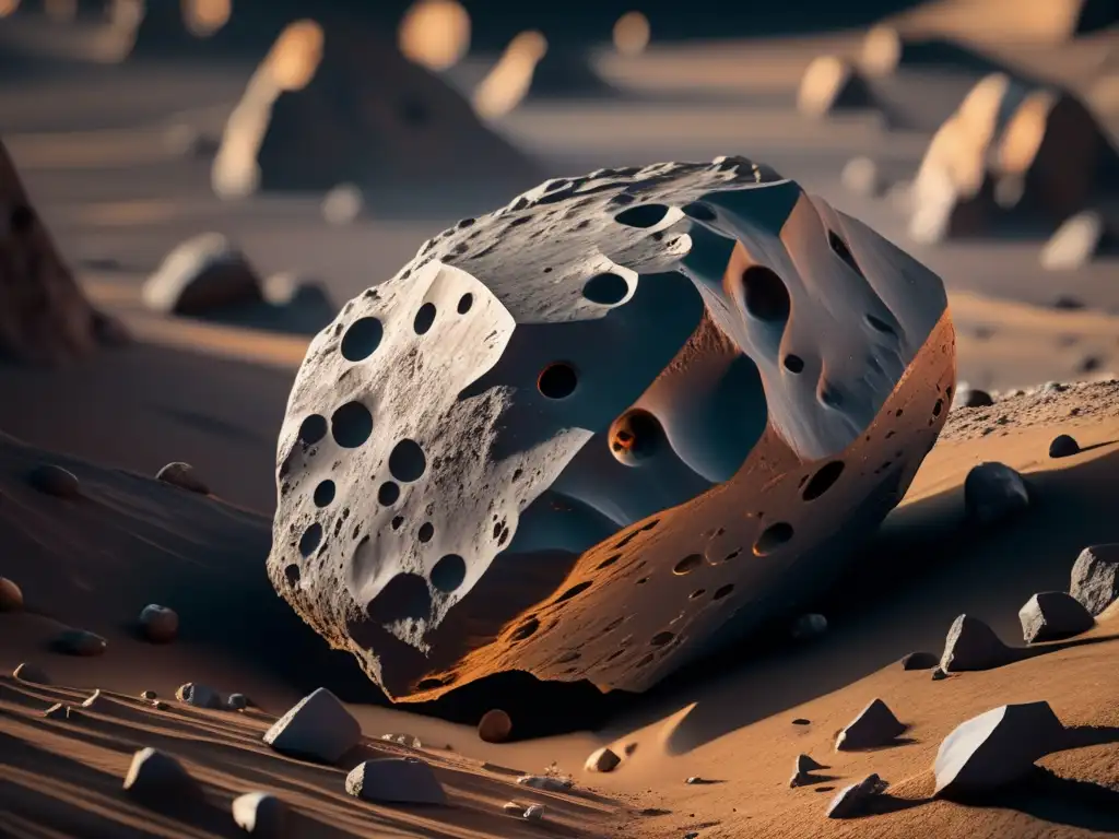 Superficie de asteroide con texturas y formaciones intrincadas
