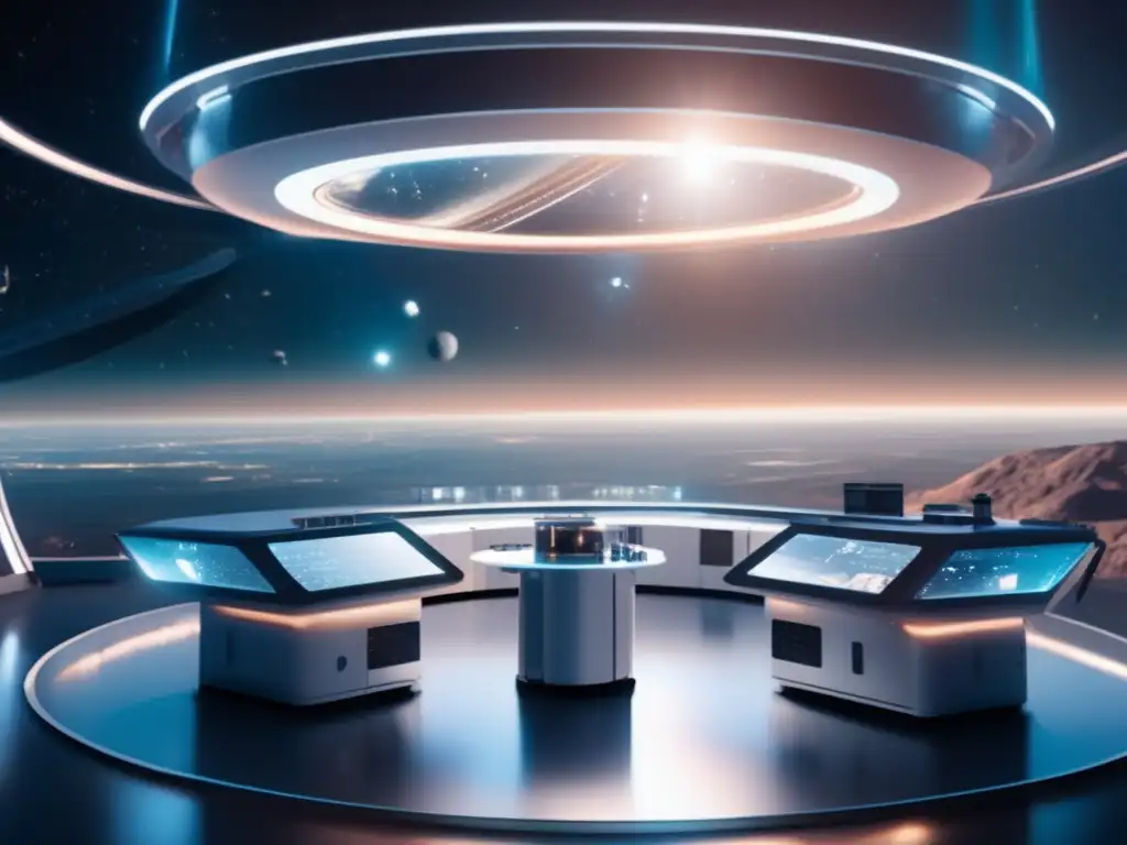 Laboratorio espacial en el espacio Supervivencia microbiana en el espacio: laboratorio futurista flotando, científicos manipulando muestras y observando microorganismos