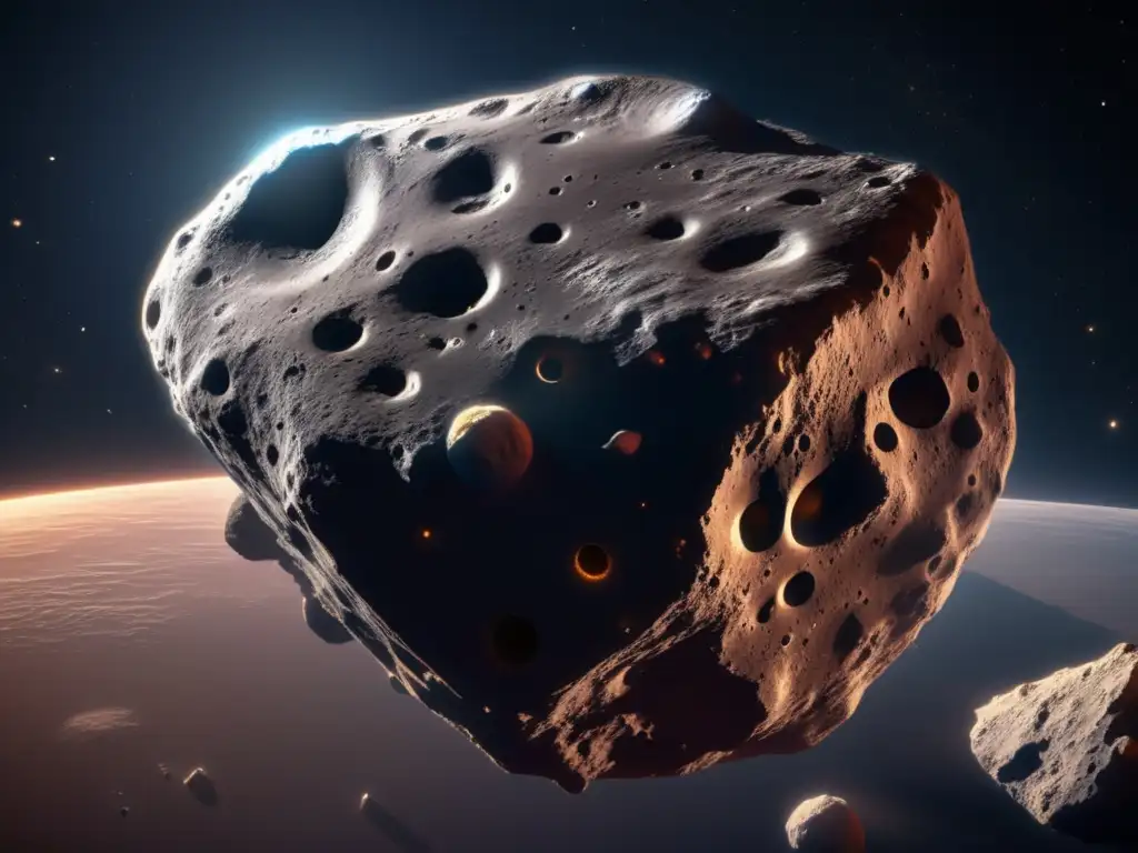 Identificación asteroide tipo C, imagen 8k detallada
