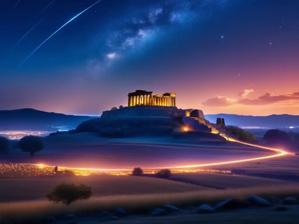 Relación Troyanos lluvias meteoritos tierra: Ruinas de Troya iluminadas por espectacular lluvia de meteoritos