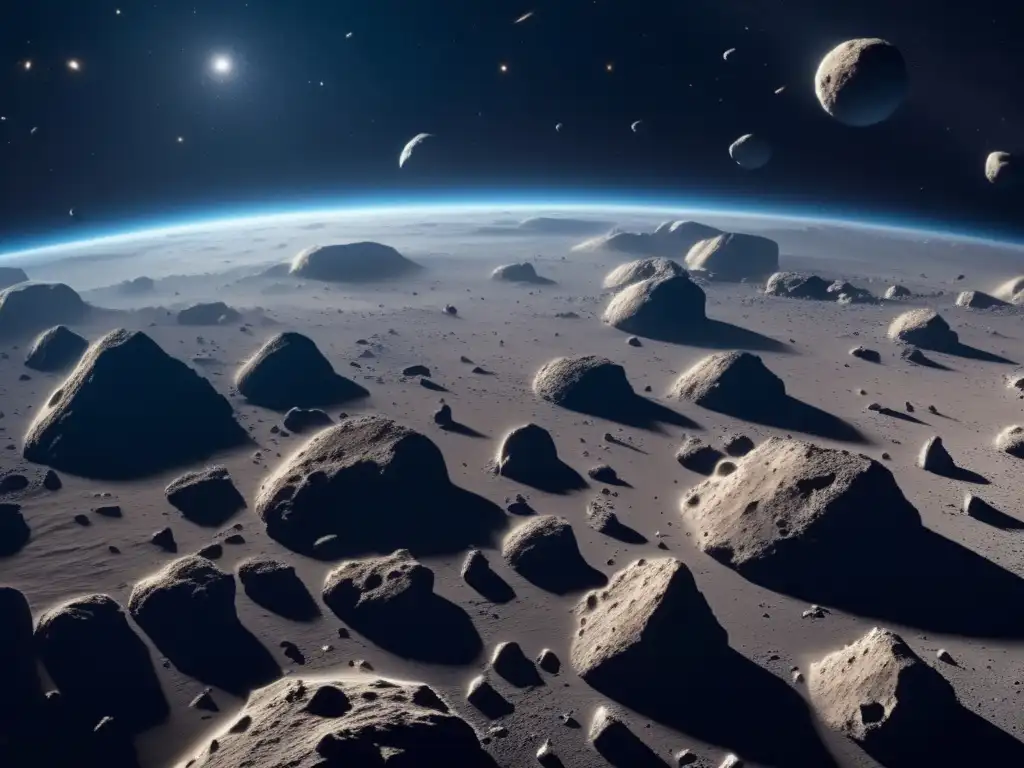 Turismo en asteroides troyanos: Impresionante imagen del campo de asteroides en el espacio, con variedad de formas, colores y un ambiente fascinante