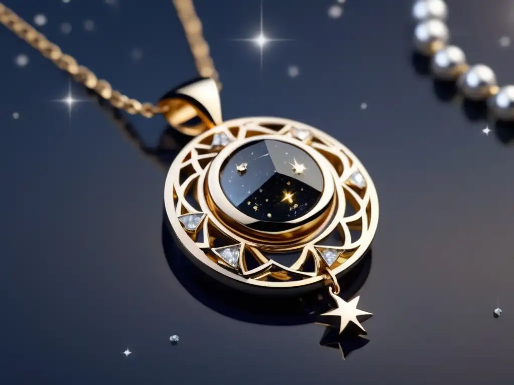 Joyería única inspirada en asteroides: collar celeste 8k ultradetallado con cadena delicada y gemas brillantes
