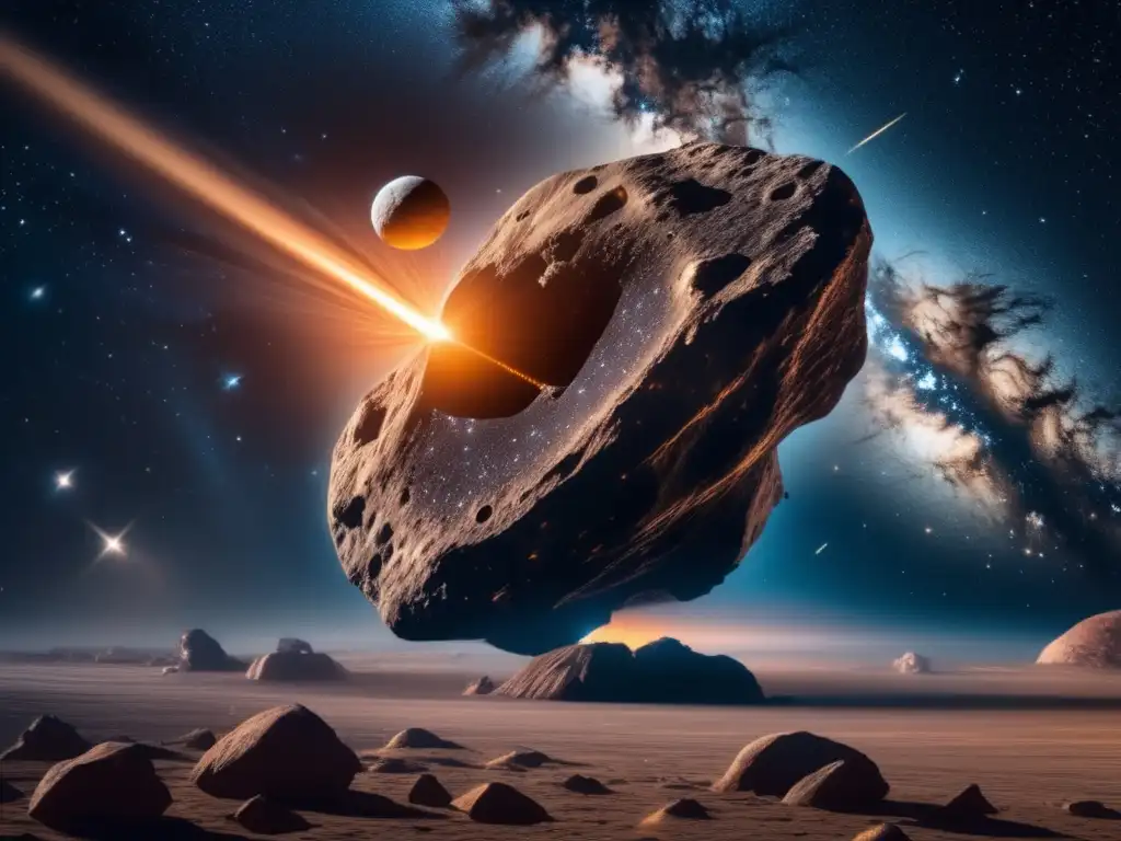 Velocidad espacial en tránsitos de asteroides bajo un cielo estrellado resplandeciente