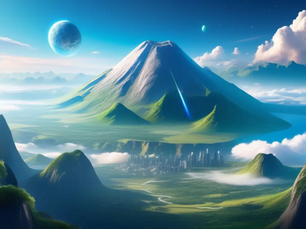 Vida en asteroides terraformados: imagen 8k con paisajes verdes, asentamiento futurista y coexistencia tecnología-naturaleza