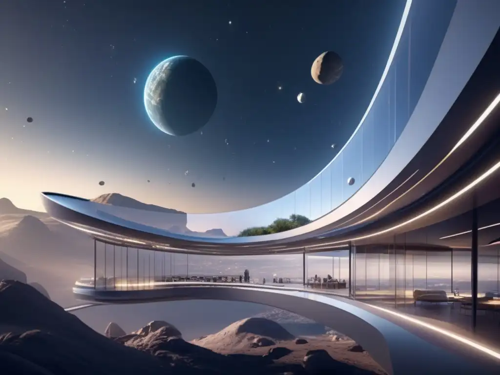 Vida social en hábitats de asteroides: Increíble imagen en 8k que muestra la grandeza del espacio y la vida comunitaria en un hábitat de asteroides