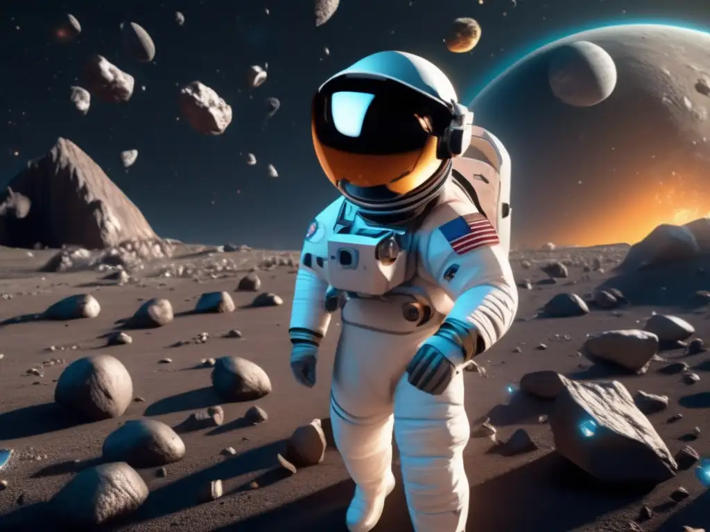 Videojuego: Astronauta en espacio con asteroides reales
