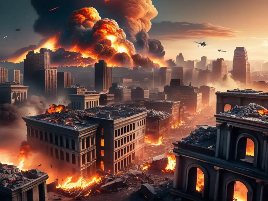 Videojuegos sobre asteroides catastróficos en una ciudad en ruinas