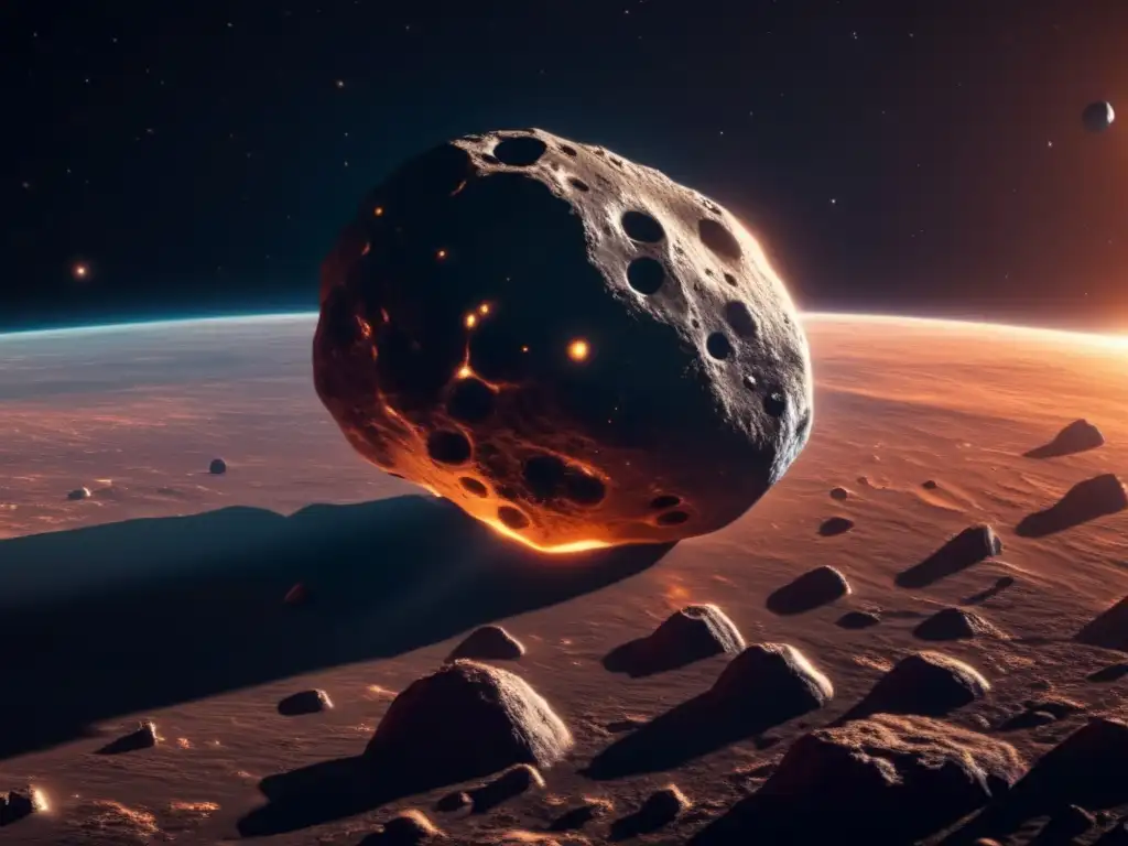 Vista asombrosa de asteroide en el espacio - Importancia de la explotación de asteroides