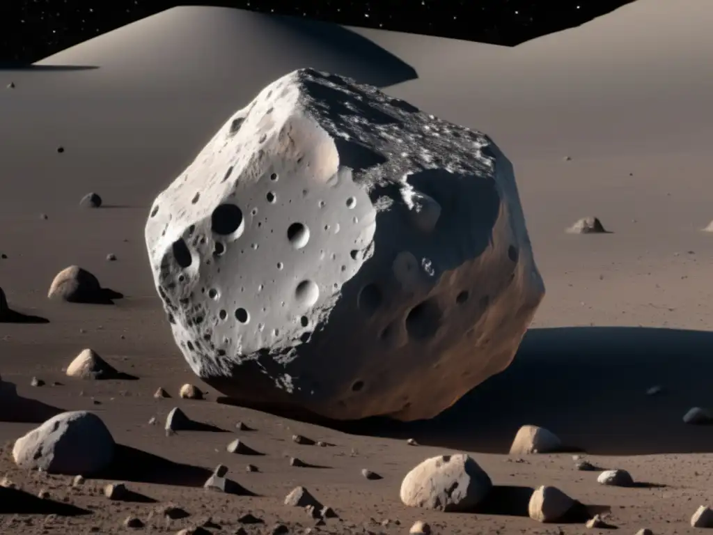 Vista detallada del asteroide Bennu: textura, paisaje y desafíos legales en Soberanía Espacial (110 caracteres)