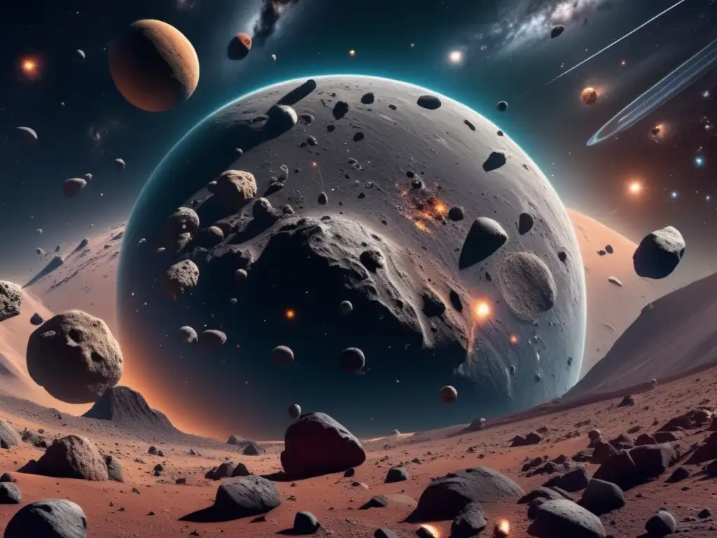 Vista detallada del espacio: asteroides peligrosos, diversidad de formas y colores, órbitas cercanas a la Tierra