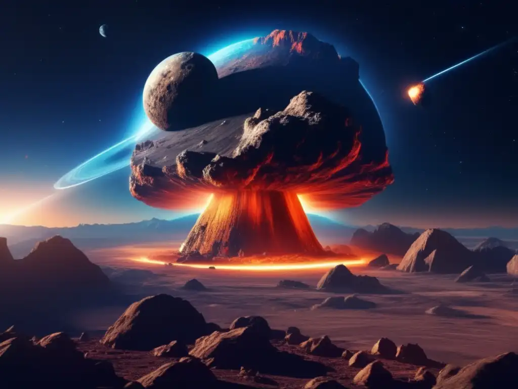 Vista impactante de asteroide masivo acercándose a la Tierra: Exploración de asteroides para recursos