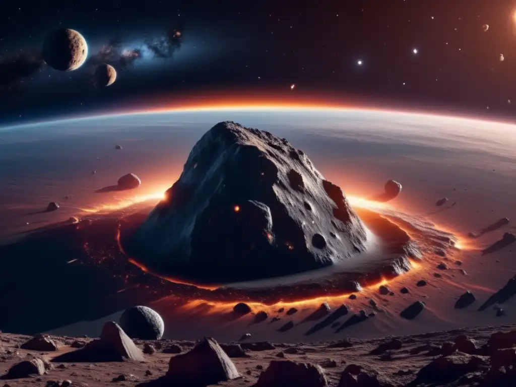 Vista impactante asteroide masivo acercándose a la Tierra
