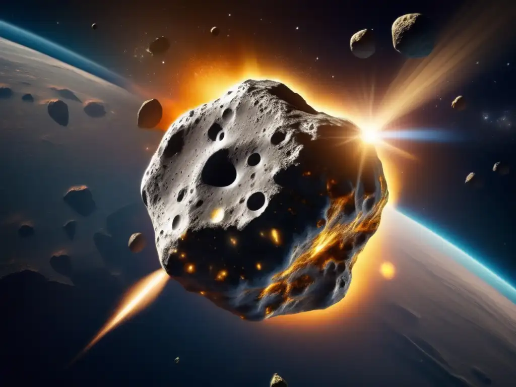 Vista impactante de asteroide con metales preciosos en ruta hacia la Tierra
