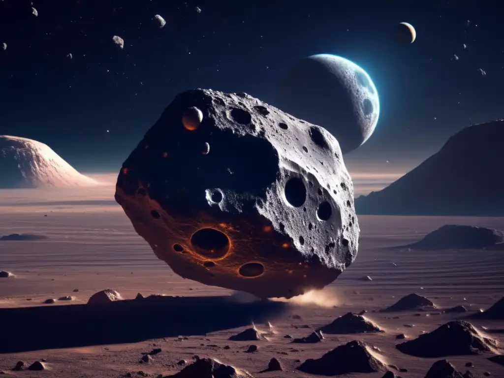 Vista impresionante de un asteroide en el espacio - Exploración y explotación de asteroides