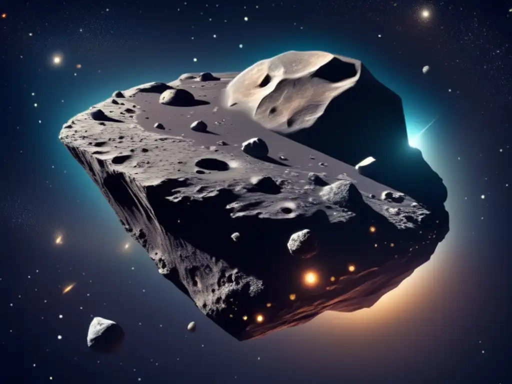 Vista impresionante de asteroide en el espacio: Exploración de recursos espaciales: beneficios y riesgos