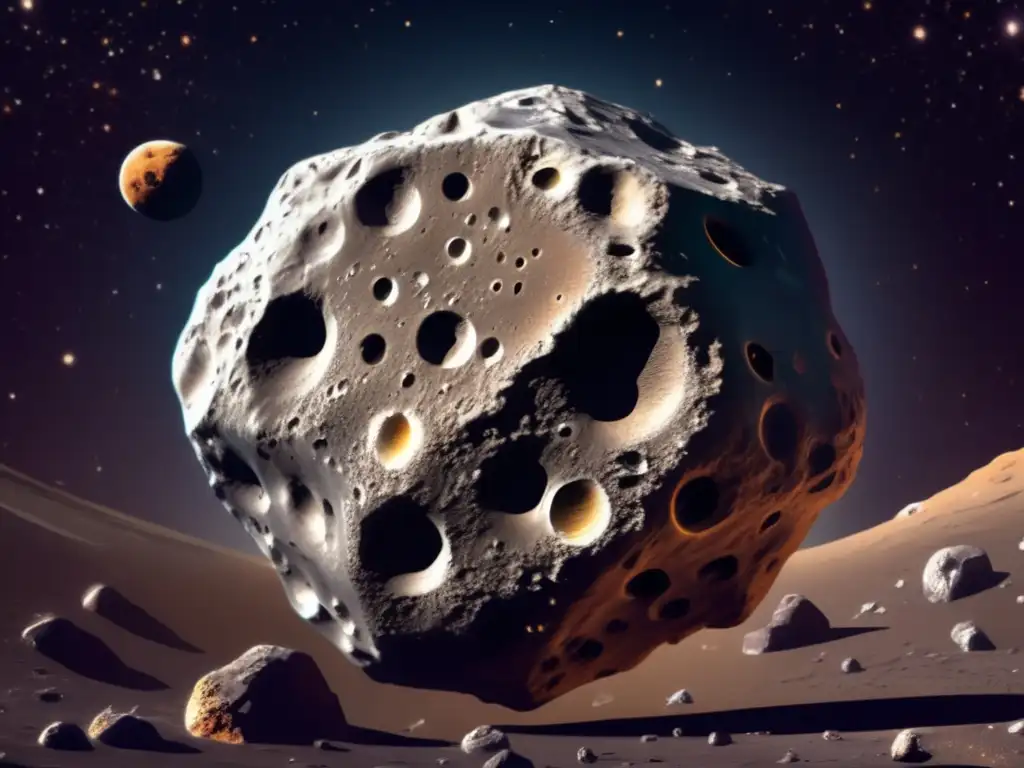 Vista impresionante de asteroide en el espacio, con detalles intrincados