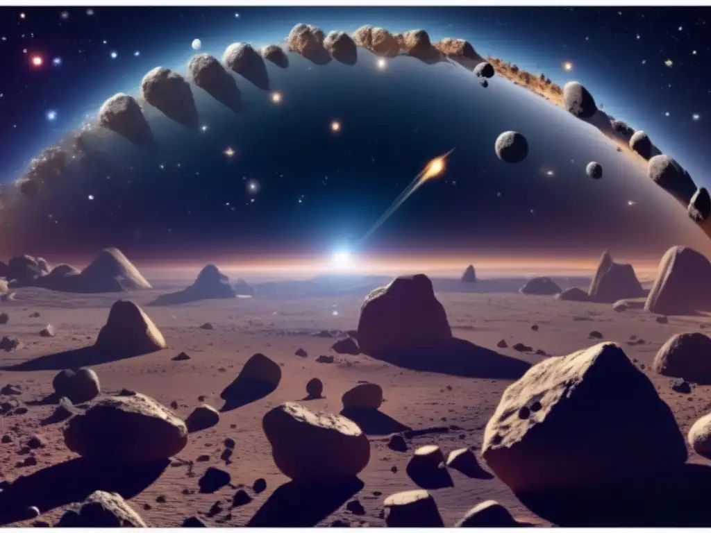 Vista impresionante de asteroides en el espacio - Legislación espacial asteroides